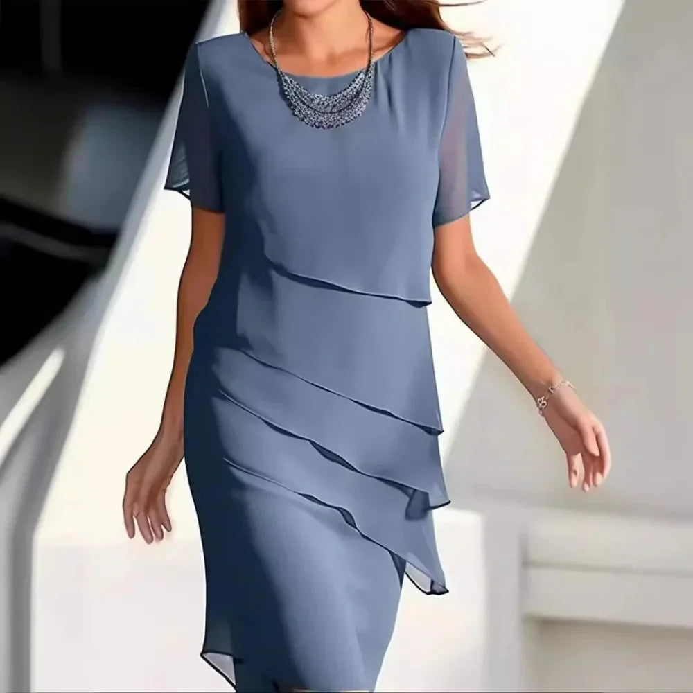 Ellen – Luxe Chiffon Midi Jurk