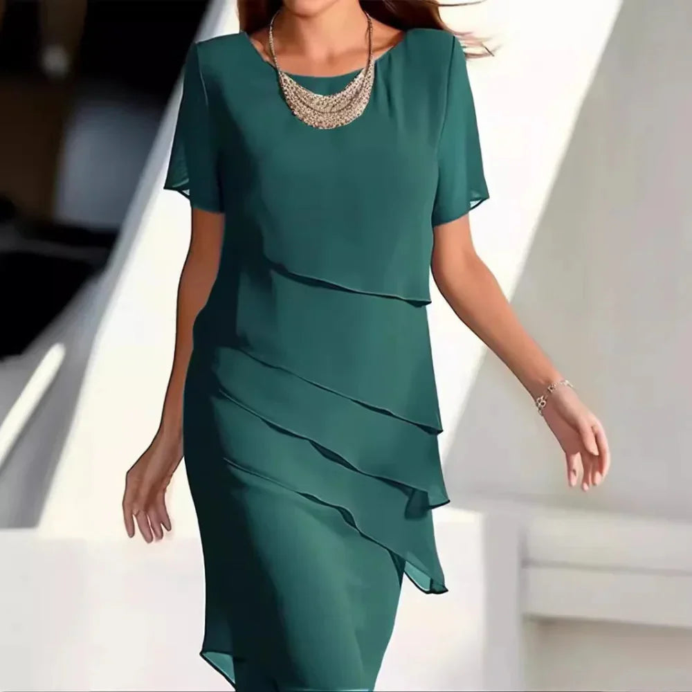 Ellen – Luxe Chiffon Midi Jurk