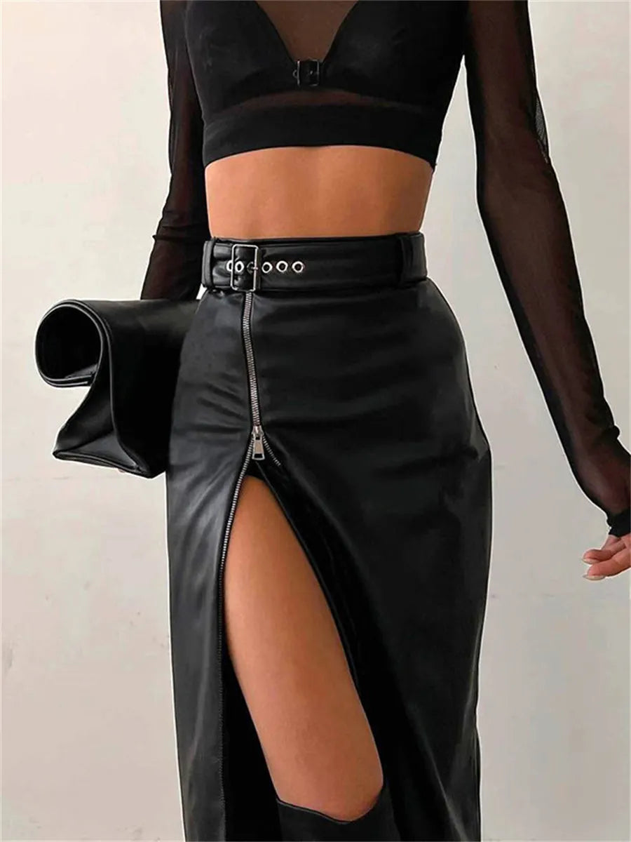 Kokerrok - Hoge Taille - Rits - Leren Shirt