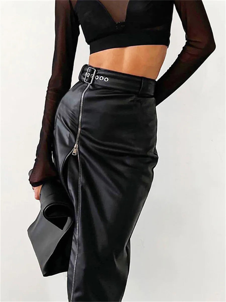 Kokerrok - Hoge Taille - Rits - Leren Shirt