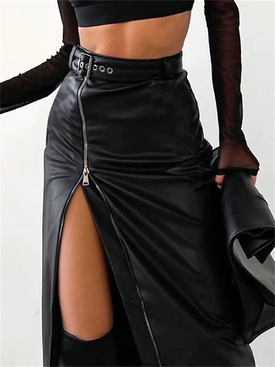 Kokerrok - Hoge Taille - Rits - Leren Shirt