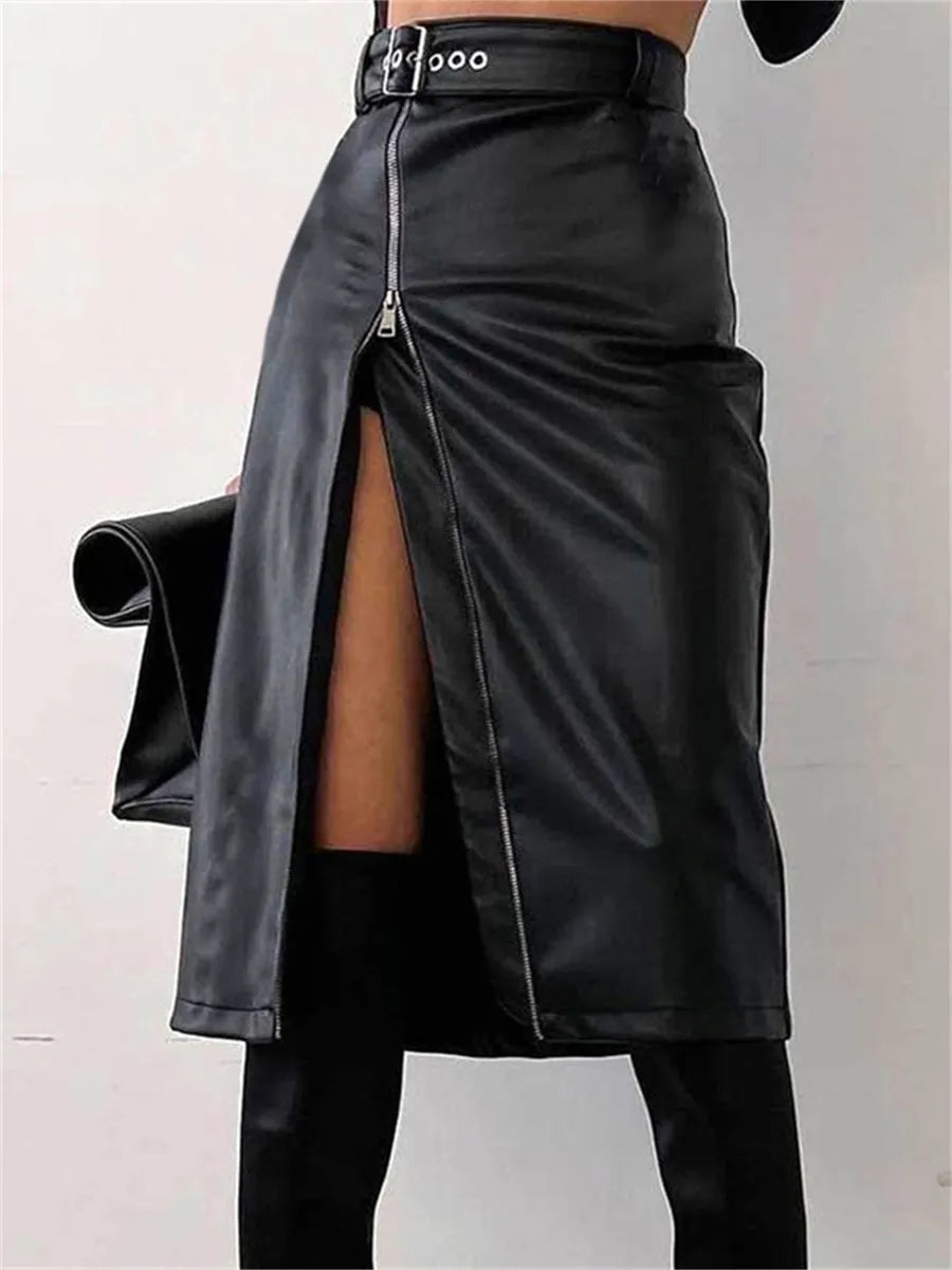 Kokerrok - Hoge Taille - Rits - Leren Shirt