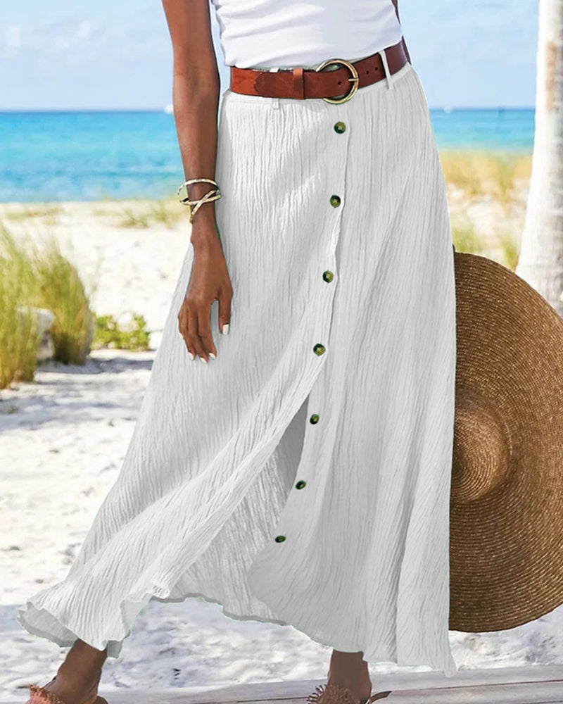 Maxi Rok | Button-Up | Riem | Lange Rok | Flowy Rok