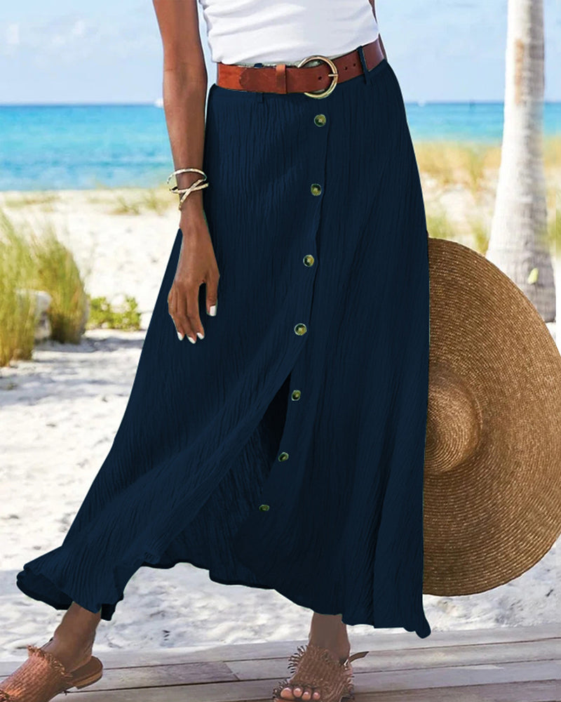 Maxi Rok | Button-Up | Riem | Lange Rok | Flowy Rok