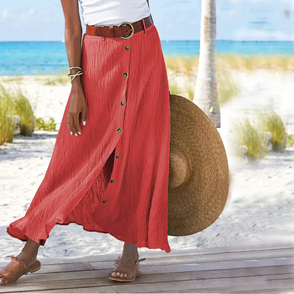Maxi Rok | Button-Up | Riem | Lange Rok | Flowy Rok