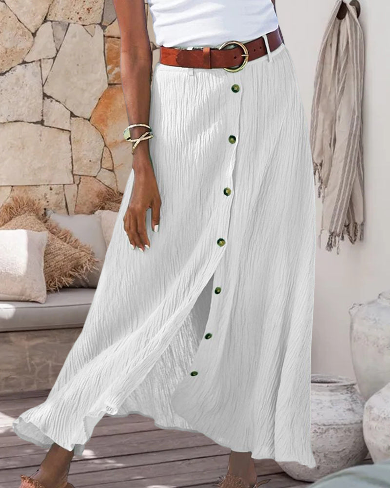 Maxi Rok | Button-Up | Riem | Lange Rok | Flowy Rok