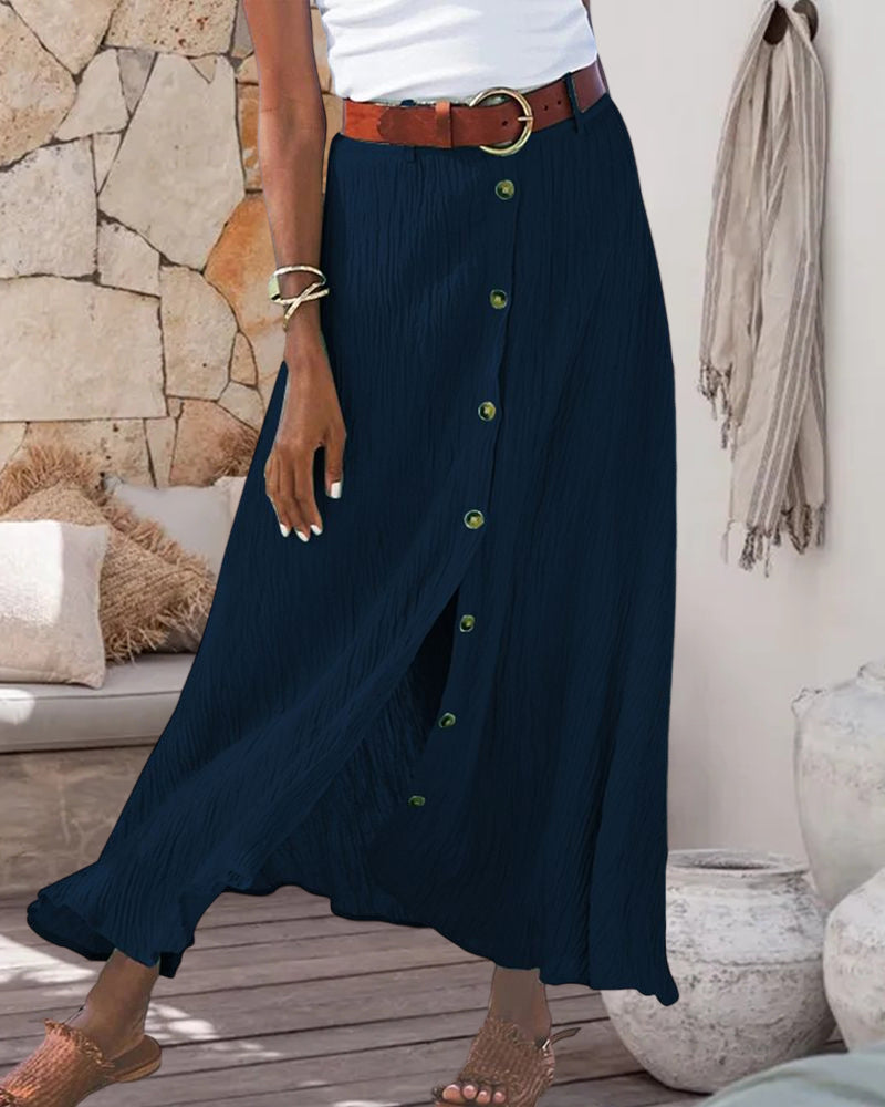 Maxi Rok | Button-Up | Riem | Lange Rok | Flowy Rok