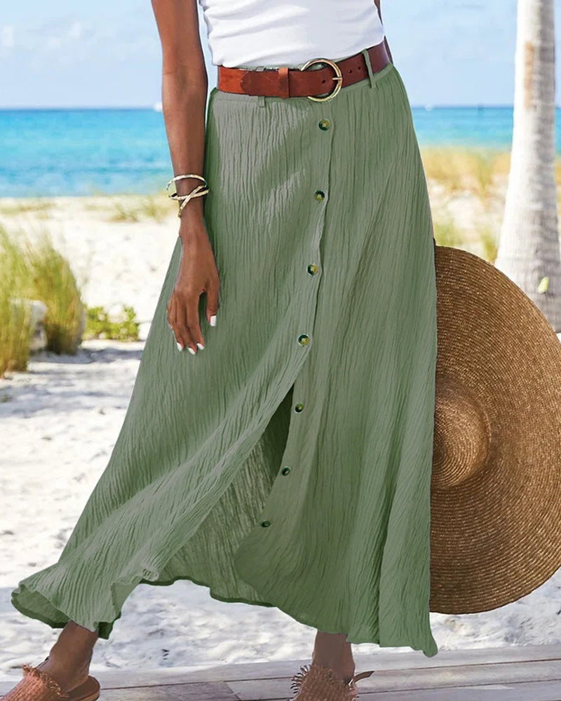 Maxi Rok | Button-Up | Riem | Lange Rok | Flowy Rok