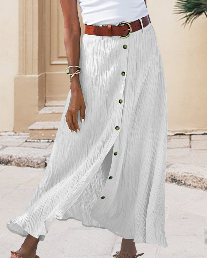 Maxi Rok | Button-Up | Riem | Lange Rok | Flowy Rok