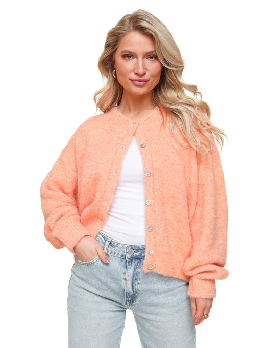 Perzik Oranje Basic Gebreide - Vest