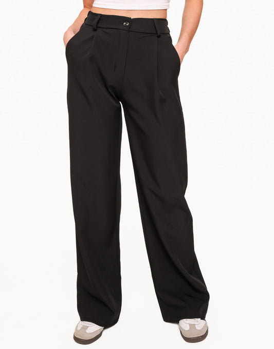Zwarte Pantalon met Strakke Elastiekband – Moderne Look