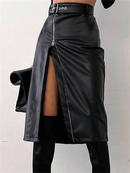 Kokerrok - Hoge Taille - Rits - Leren Shirt
