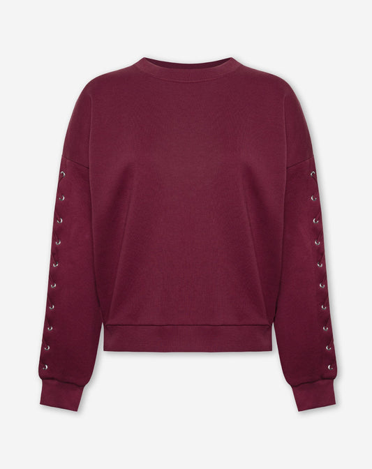 Wine Lace Sleeve Sweater