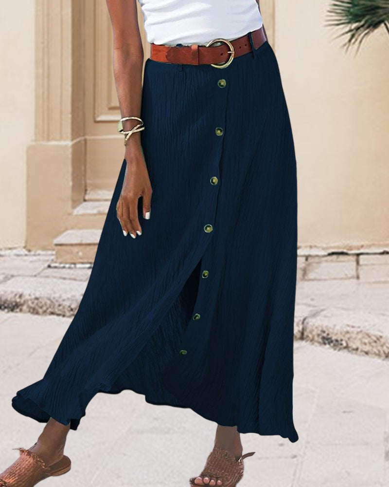 Maxi Rok | Button-Up | Riem | Lange Rok | Flowy Rok