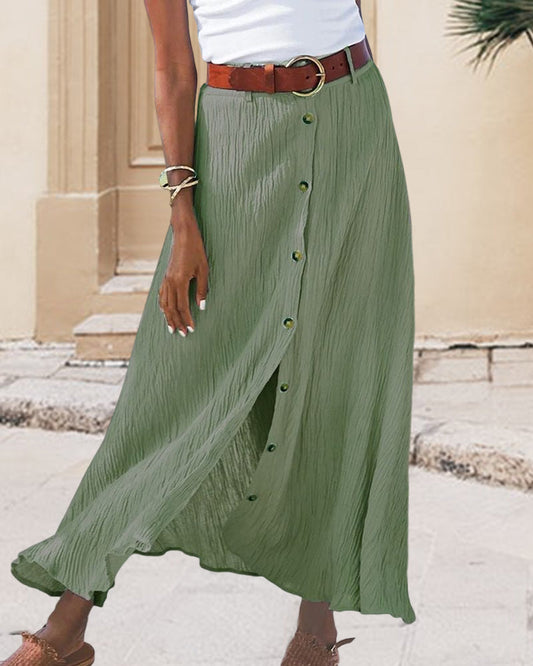 Maxi Rok | Button-Up | Riem | Lange Rok | Flowy Rok